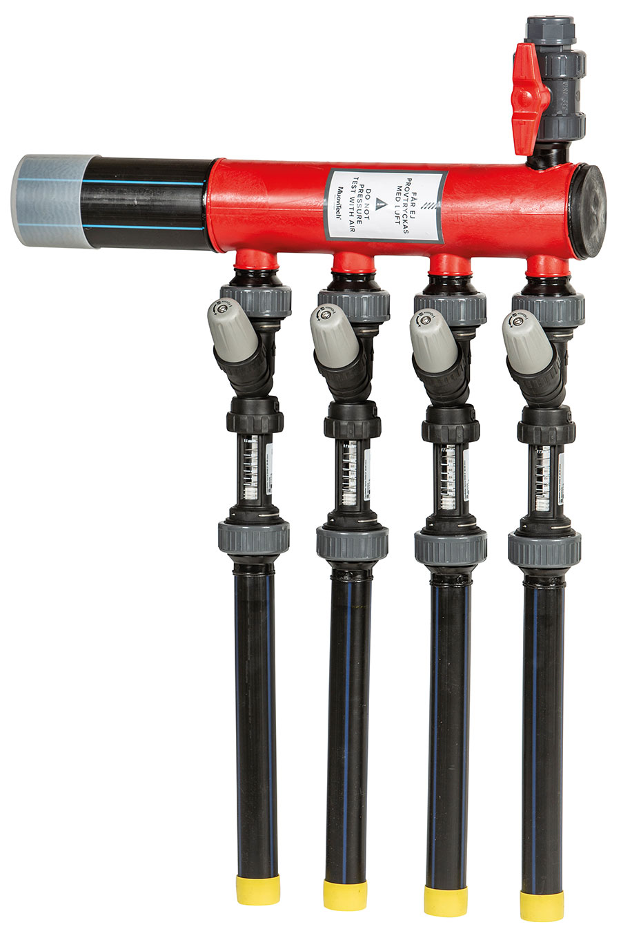 Verdelerbalk met flowmeter